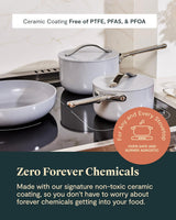 Caraway Deluxe Nonstick Ceramic Cookware Set (16 Piece) Pots, Frying Pans, Lids and Kitchen Storage – PFAS & PFOA Free – Oven Safe Ceramic Pan Set & Compatible with All Stovetops – Sage